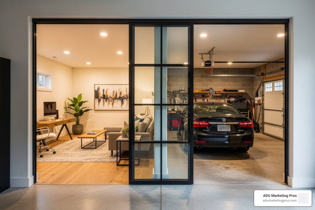 convert half garage into room