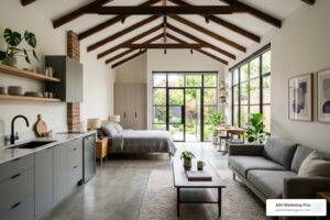 garage conversion to apartment modern interior ADU carriage house