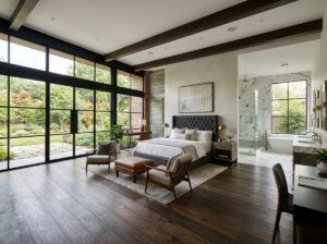 luxury garage-to-master suite conversion featuring large windows and high-end finishes - cost to convert garage into master