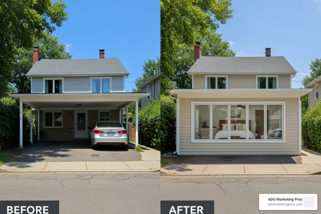 carport to bedroom conversion exterior transformation - cost to turn carport into bedroom