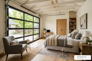 Converted garage living space